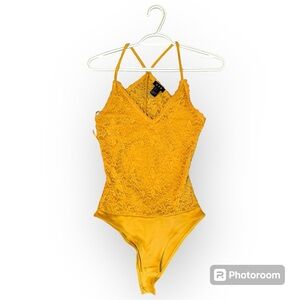 Yellow Lace Bodysuit | Top